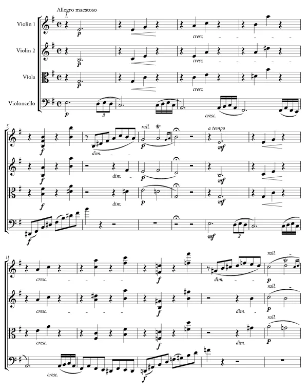 현악4중주 마단조 첫 쪽